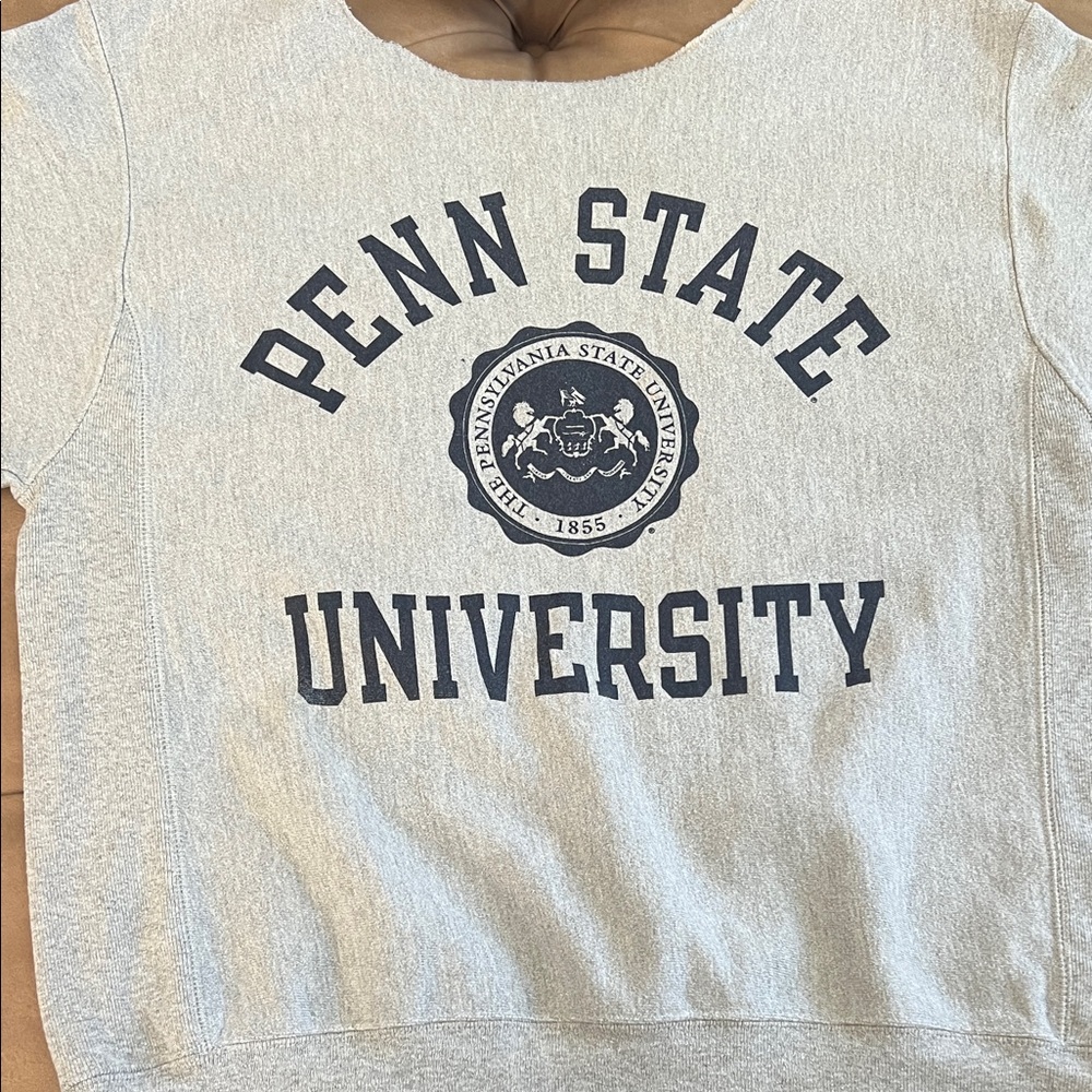 Gray Penn State University Sweatshirt - Raw cut neckline